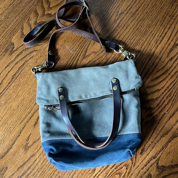 Lyonhart Bag Co Handmade oiled canvas & leather bag fold over tote bucke… - Picture 1 of 15